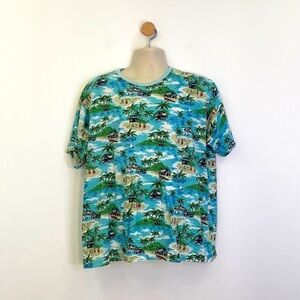 J.Crew - Vintage Palm Tree and Hula Dancer Short Sleeve Tee Shirt Size Large